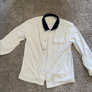 Amazon Essentials Beige Corduroy Button Down Shirt with Black Collar